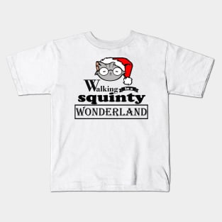 Walking in A Squinty Wonderland - Black Outlined Version Kids T-Shirt